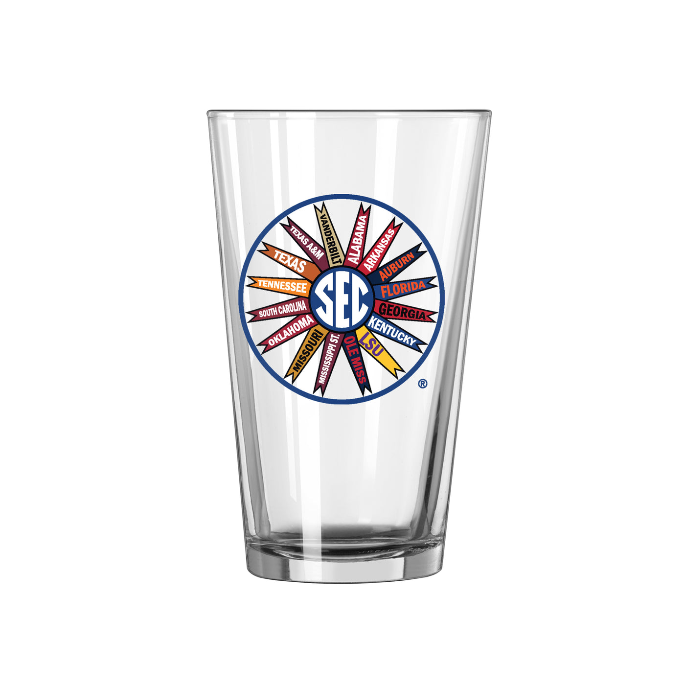 SEC Collective 16 Team Pinwheel 16oz Pint Glass