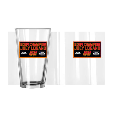 Joey Logano 2024 Nascar Cup Champions 16oz Pint Glass