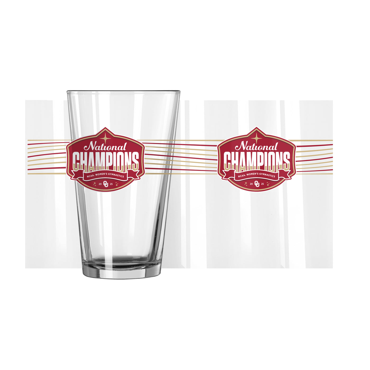 Oklahoma 2025 Womens Gymnastics Champions 16oz Pint Glass