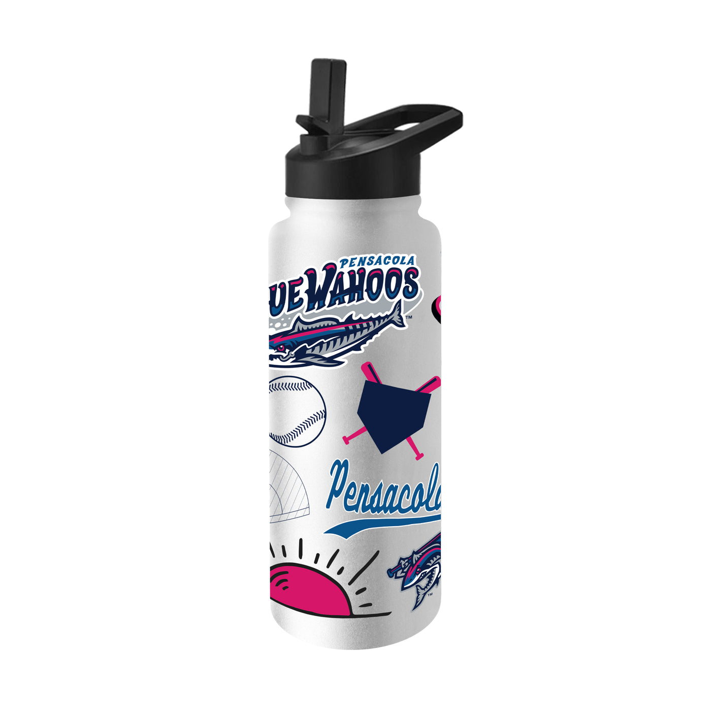 Pensacola Blue Wahoos 34oz Native Quencher Bottle