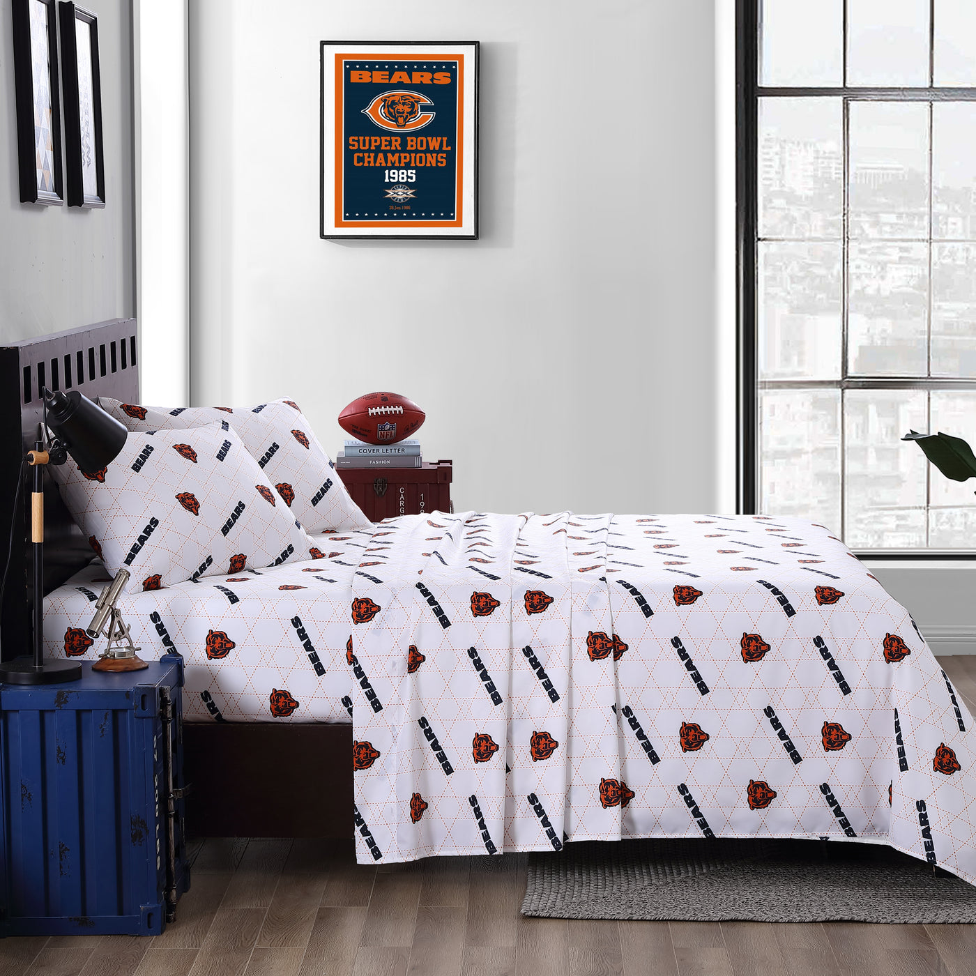 Chicago Bears Bedding Command Sheet Set Queen - Logo Brands