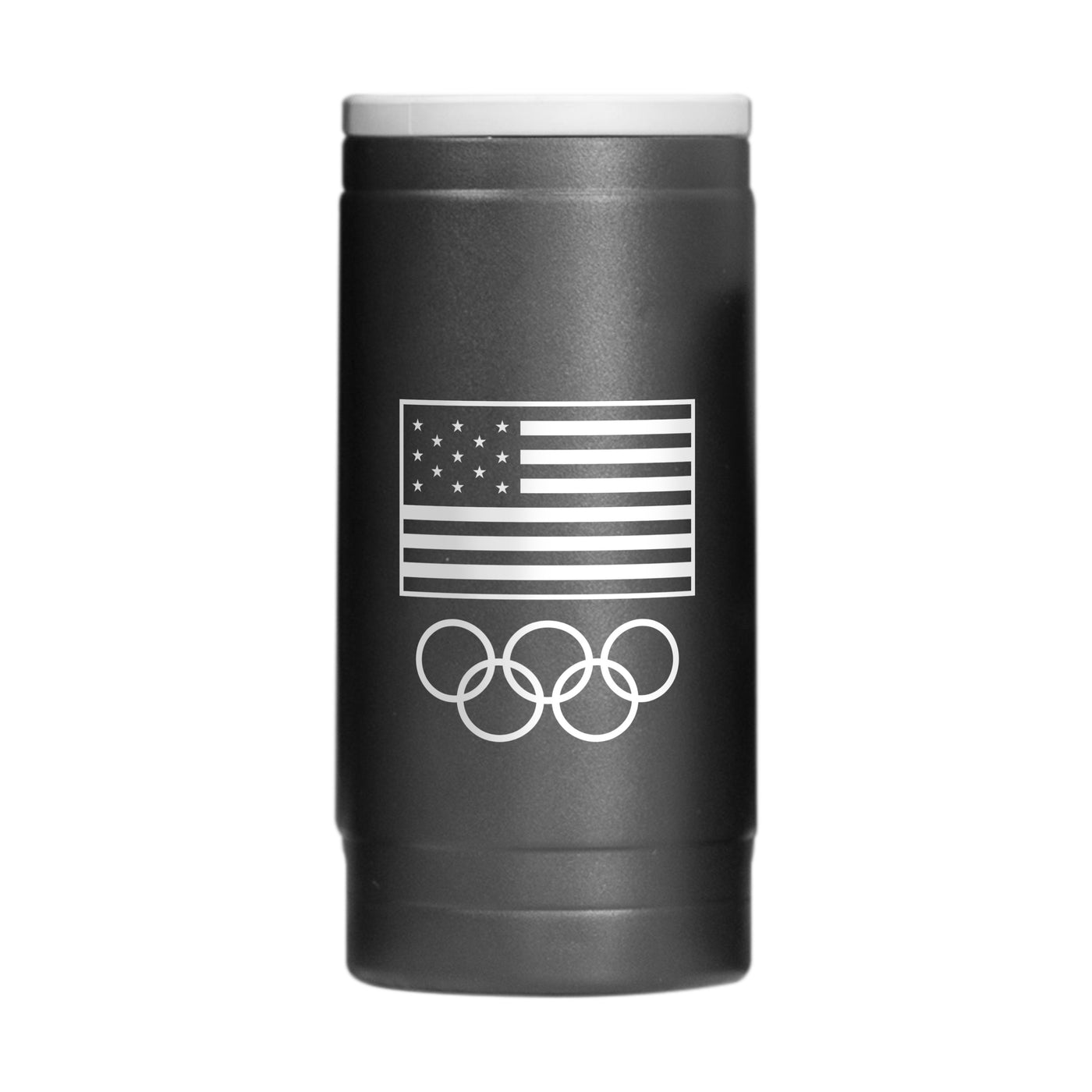 US Olympic Commitee 12oz Standard Logo Powdercoat SlimCan Coolie