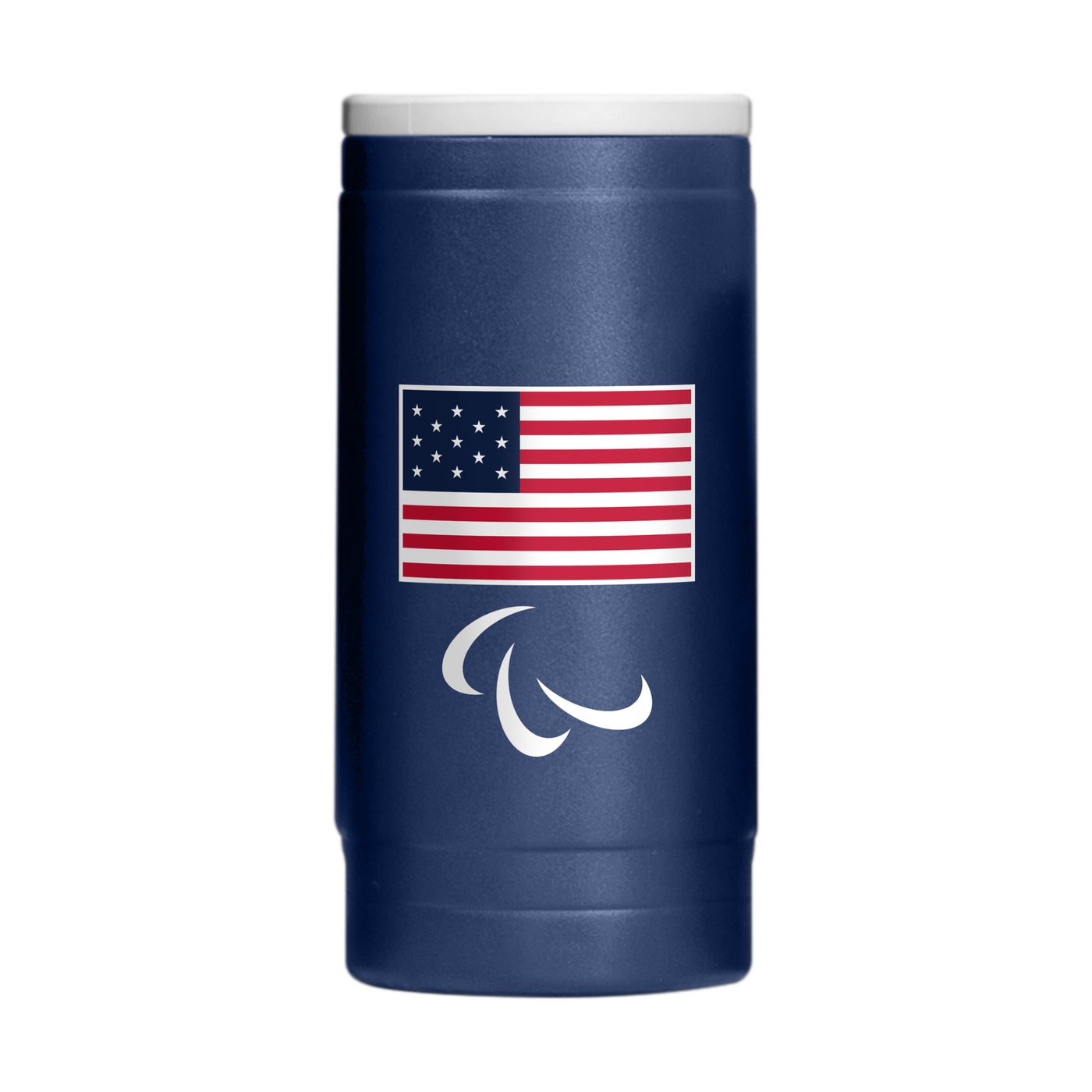 US Olympic Commitee 12oz Paralympic Logo Powdercoat SlimCan Coolie