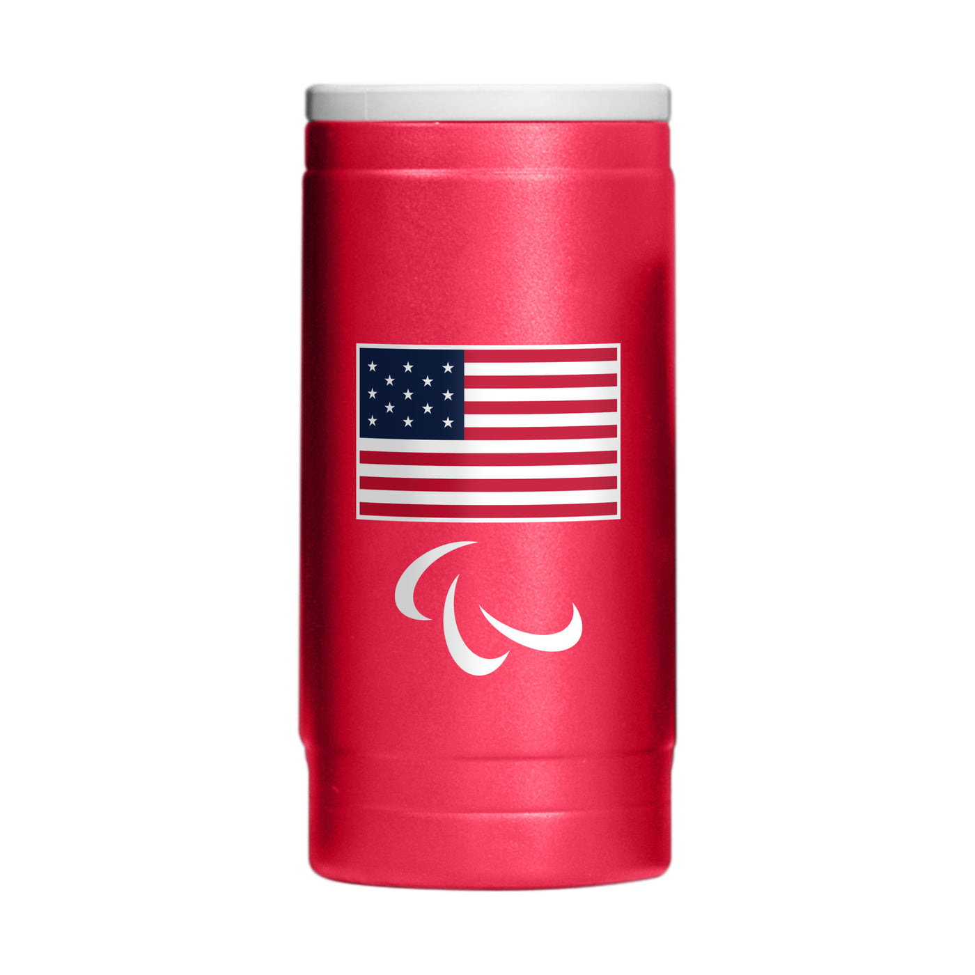 US Olympic Commitee 12oz Paralympic Logo Powdercoat SlimCan Coolie