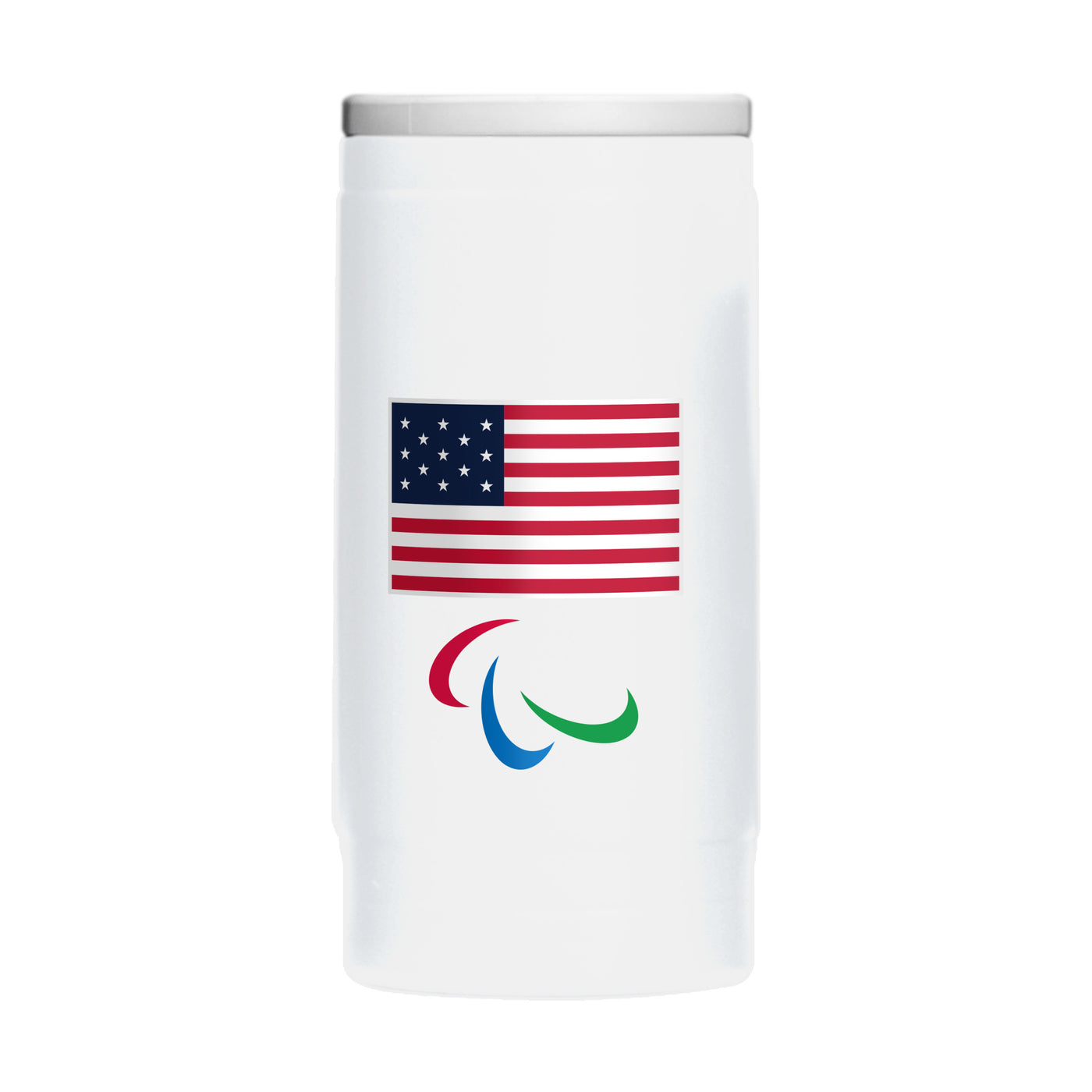 US Olympic Commitee 12oz Paralympic Logo Powdercoat SlimCan Coolie