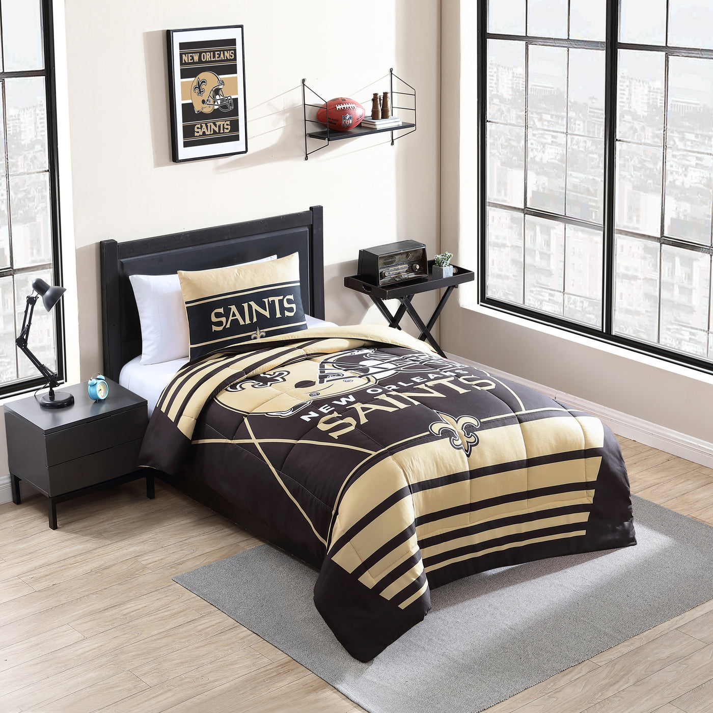 New Orleans Saints Crosser Comforter Set Twin - Logo Brands