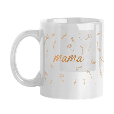 Mothers Day 15oz Mama with Repeating Flowers White Sublimated Mug