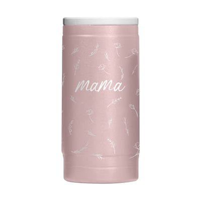 Mothers Day 12oz Mama with Repeating Flowers Dusk Powdercoat SlimCan Coolie