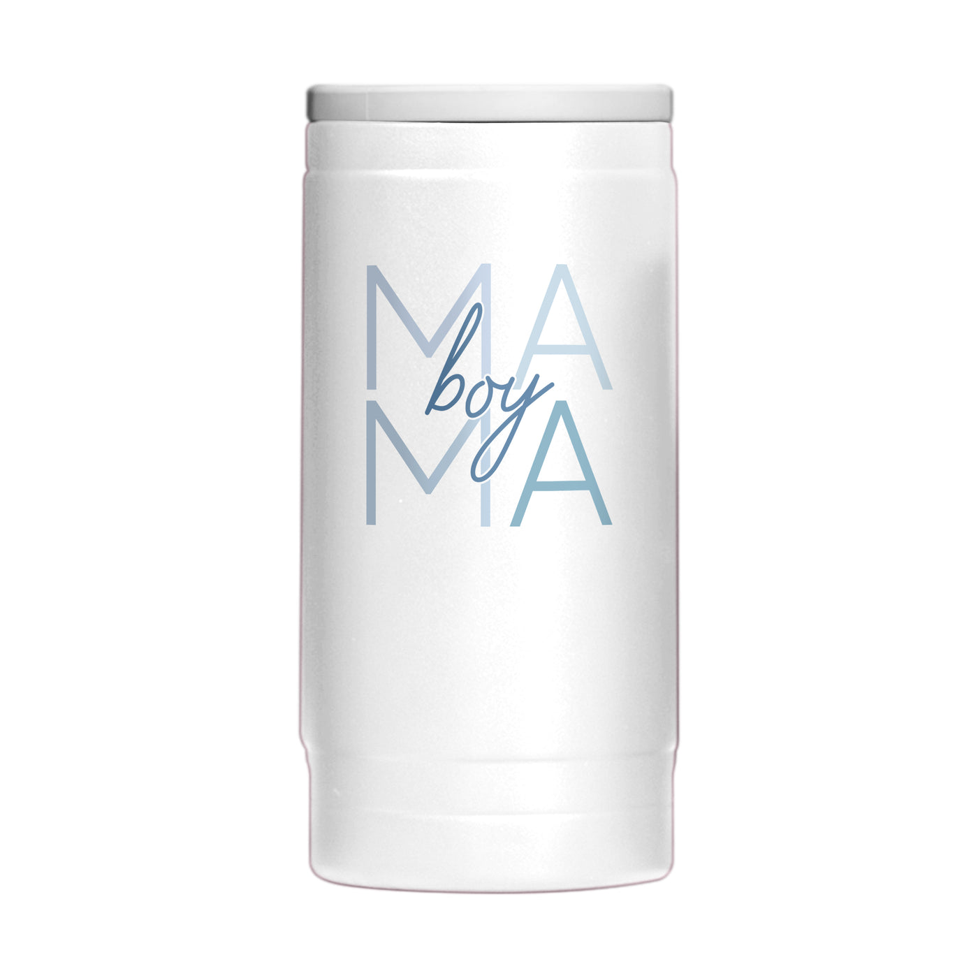 Mothers Day 12oz Boy Mama White Powdercoat SlimCan Coolie