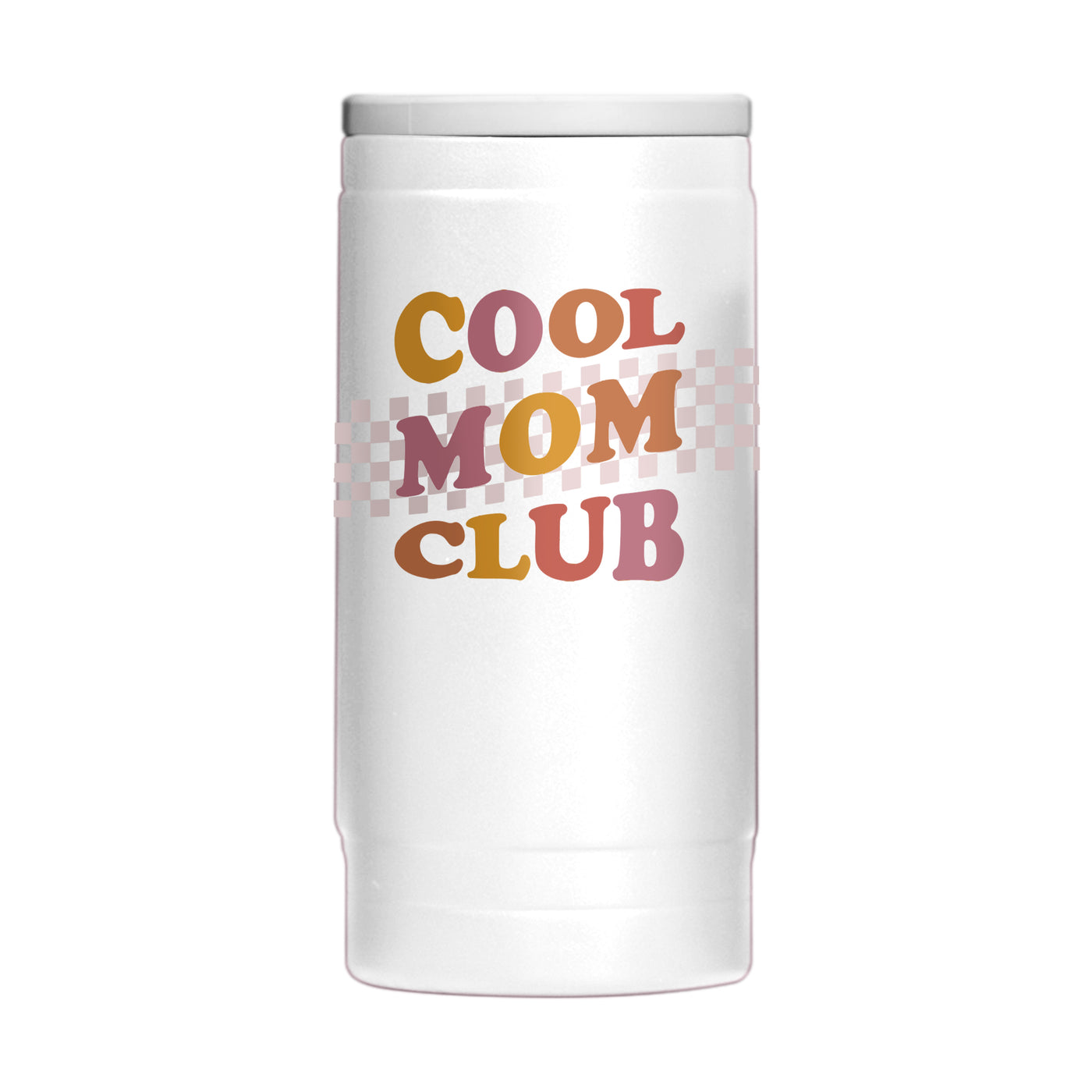Mothers Day 12oz Cool Mom Club White Powdercoat SlimCan Coolie