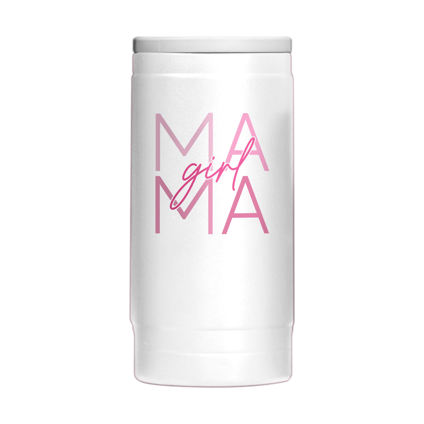 Mothers Day 12oz Girl Mama White Powdercoat SlimCan Coolie