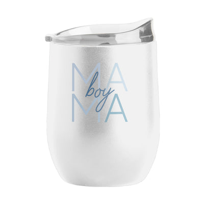 Mothers Day 16oz Boy Mama White Stainless Curved Beverage