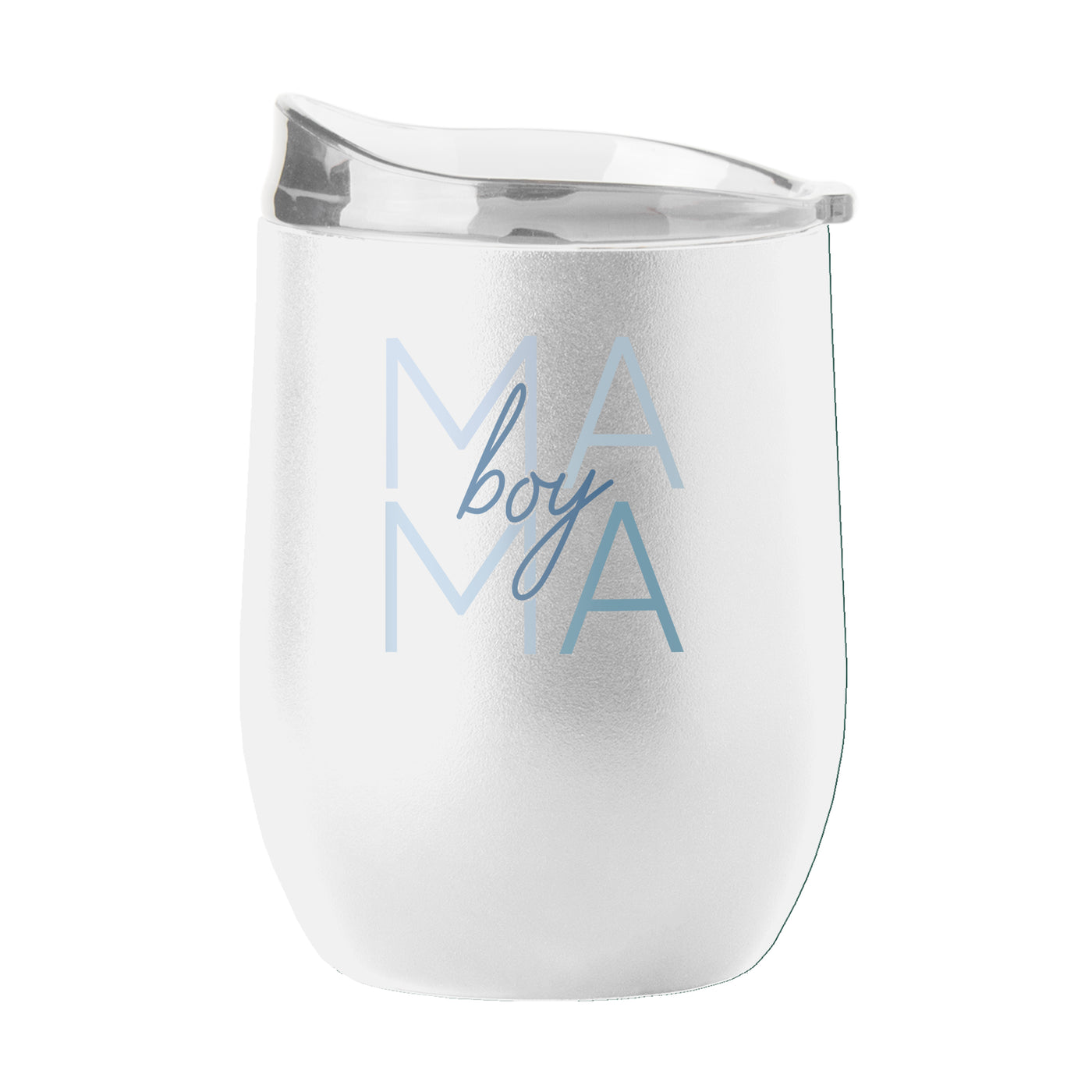 Mothers Day 16oz Boy Mama White Stainless Curved Beverage
