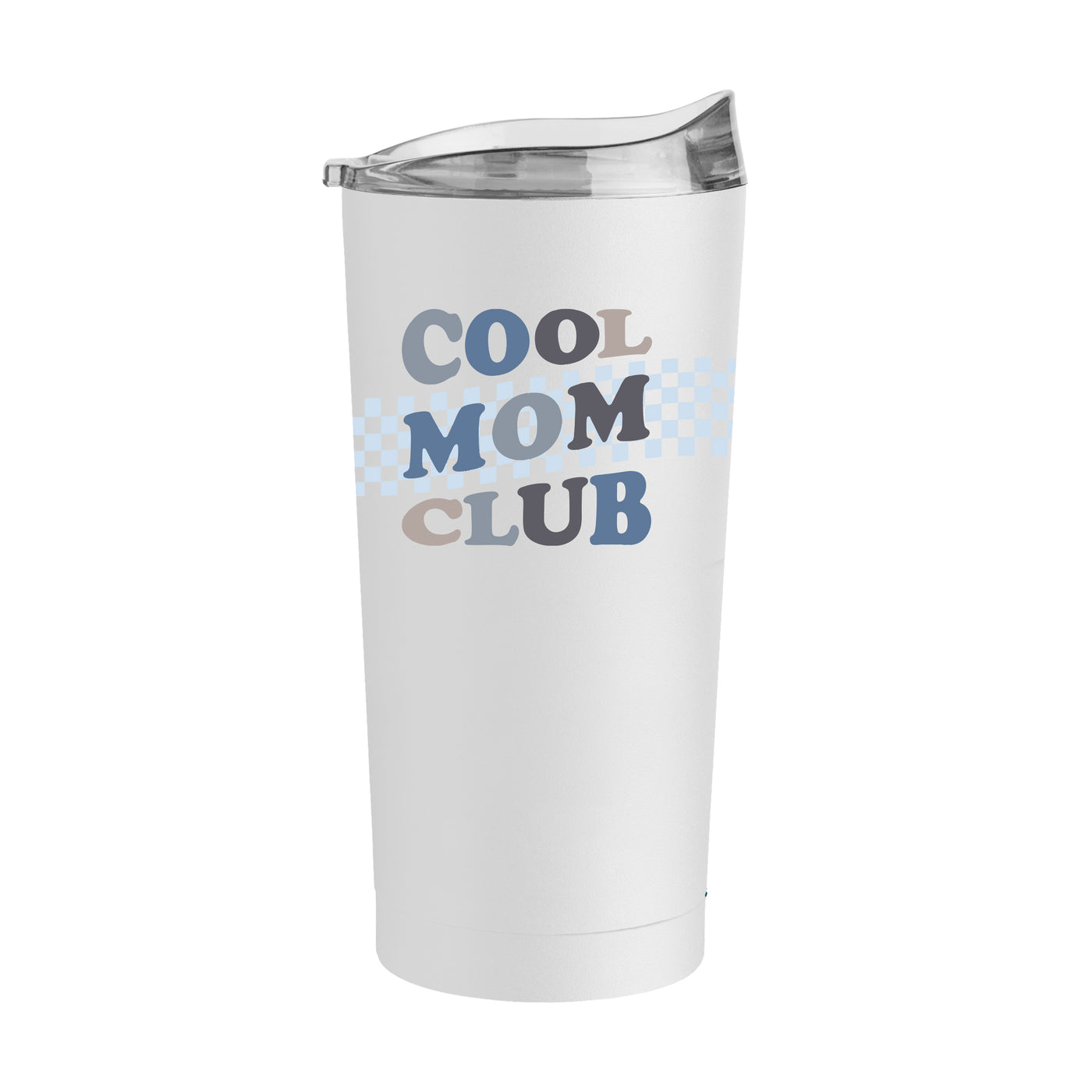 Mothers Day Blue Cool Moms Club White 20oz Powder Coat Tumbler