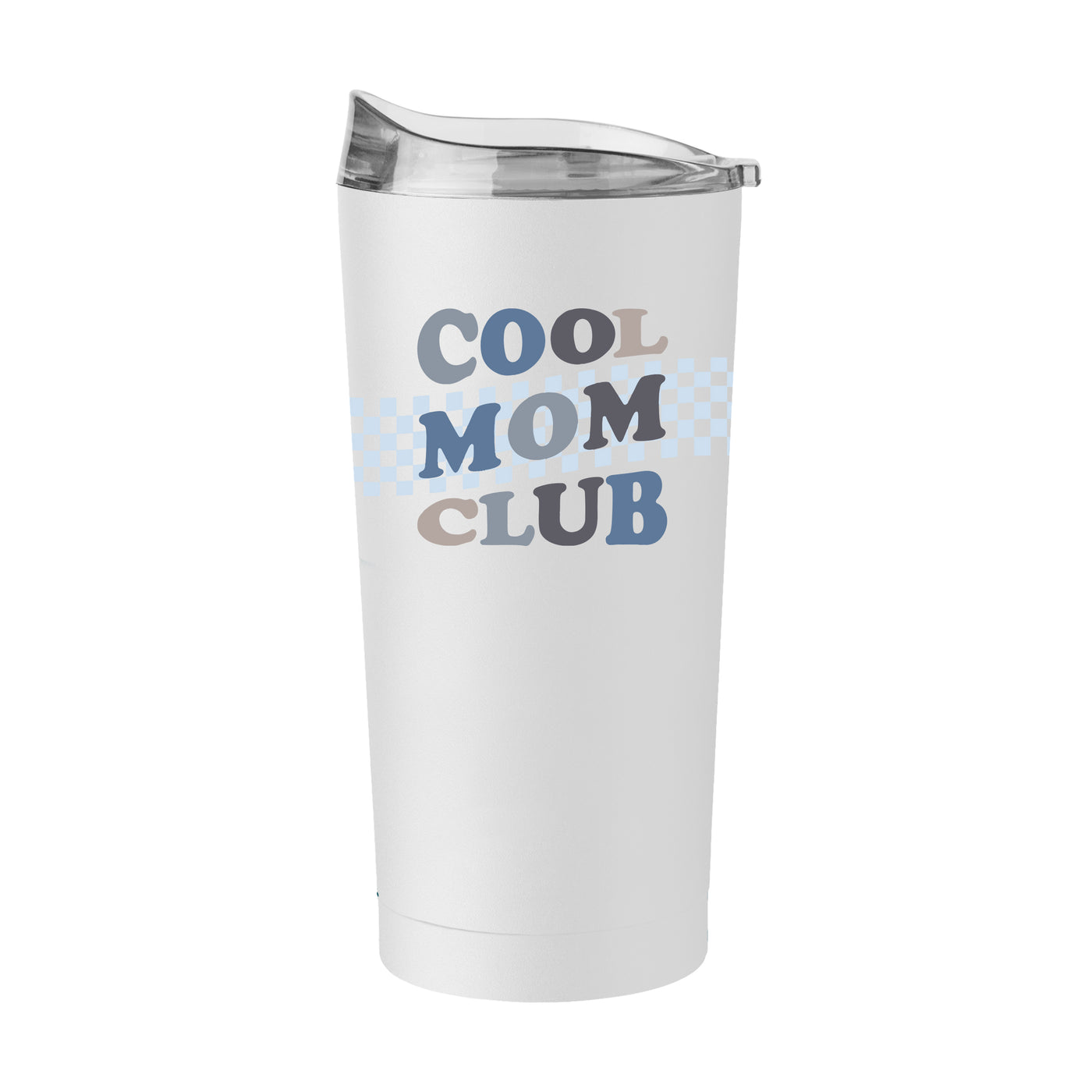 Mothers Day Blue Cool Moms Club White 20oz Powder Coat Tumbler
