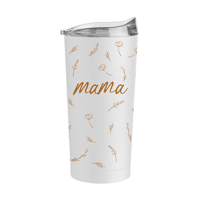 Mothers Day 20oz Mama with Repeating Flowers White Powder Coat Tumbler