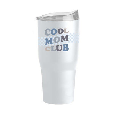 Mothers Day Blue Cool Moms Club White 30oz Powder Coat Tumbler