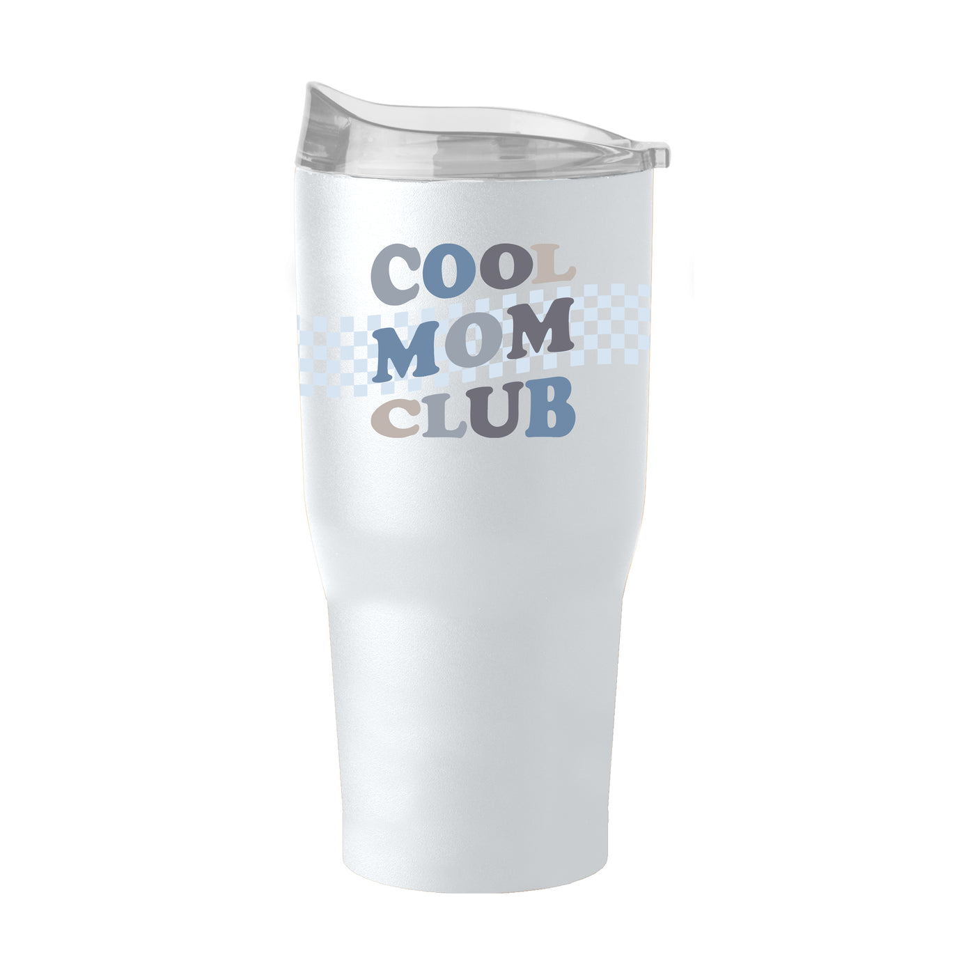 Mothers Day Blue Cool Moms Club White 30oz Powder Coat Tumbler