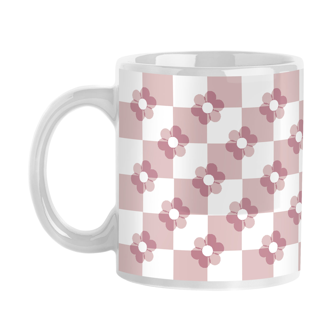 Spring 11oz Checkered Flower White Sublimated Mug
