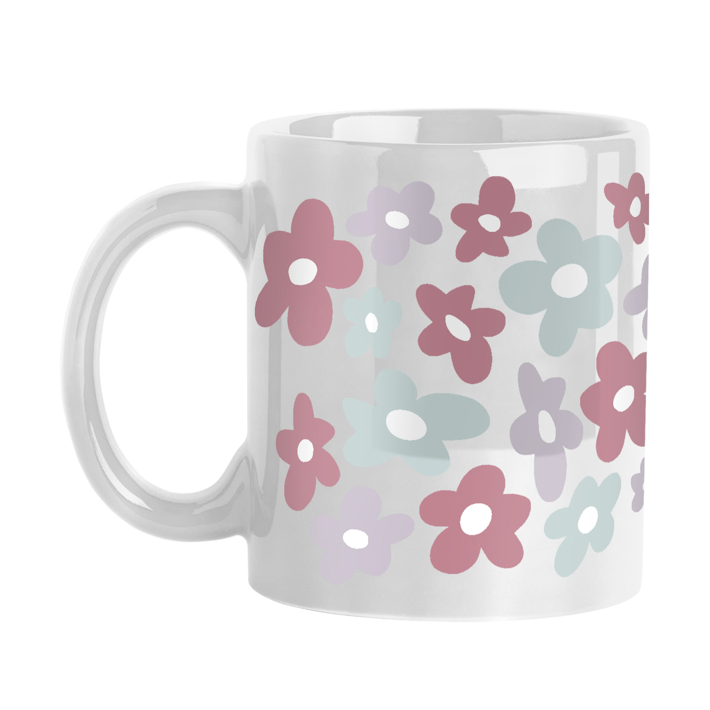 Spring 11oz Repeating Colorful Flowers White Sublimated Mug