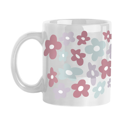 Spring 15oz Repeating Colorful Flowers White Sublimated Mug