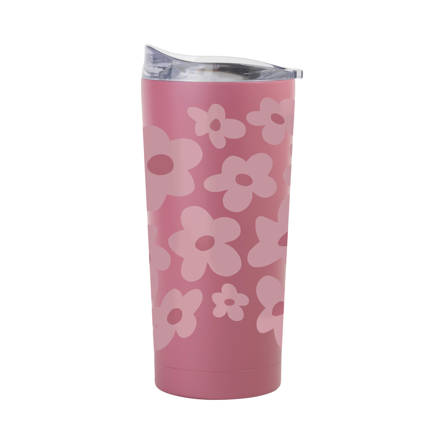 Spring 20oz Tonal Repeating Colorful Flowers Berry Powder Coat Tumbler