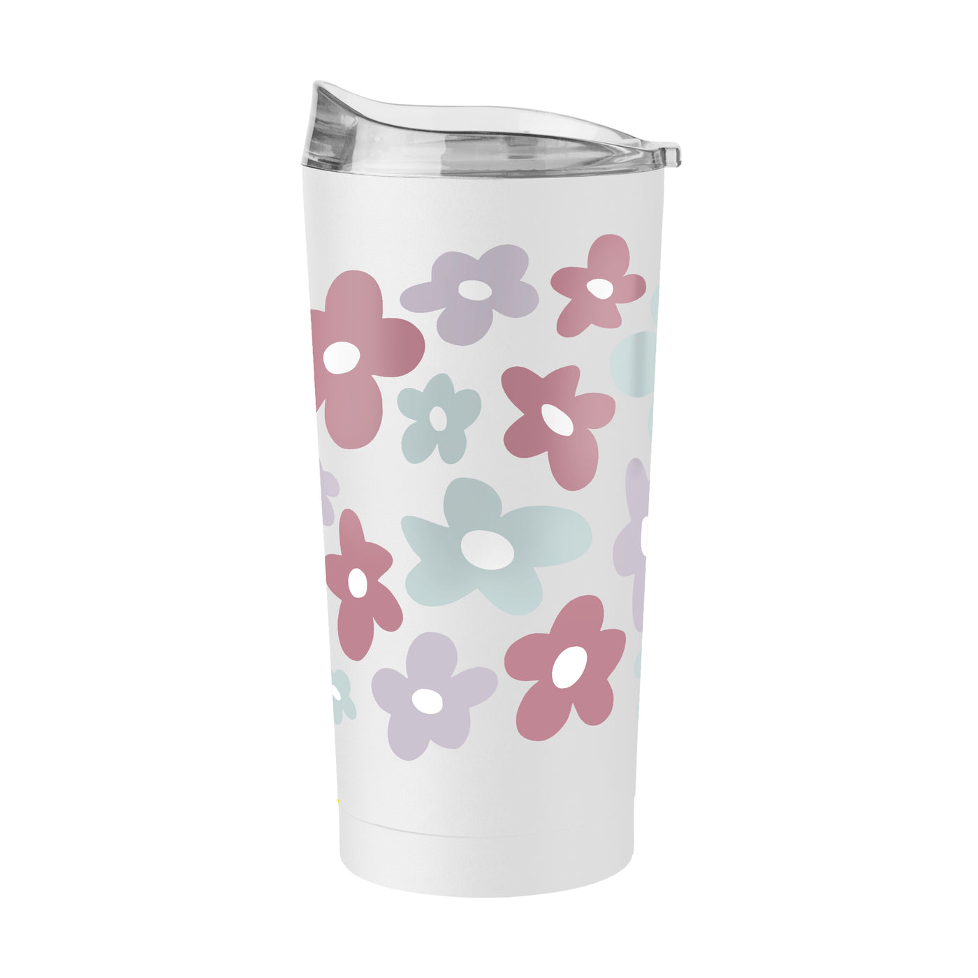 Spring 20oz Repeating Colorful Flowers White Powder Coat Tumbler