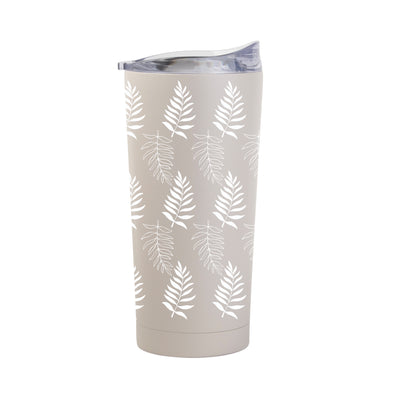 Jungle Collection White Palm Leaves 20oz Powder Coat Tumbler