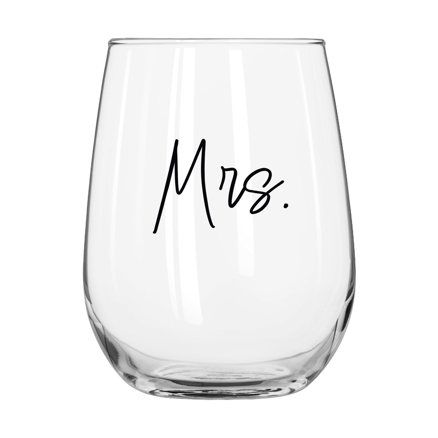 Wedding Collection Script Mrs. 16oz Glass Curved Beverage