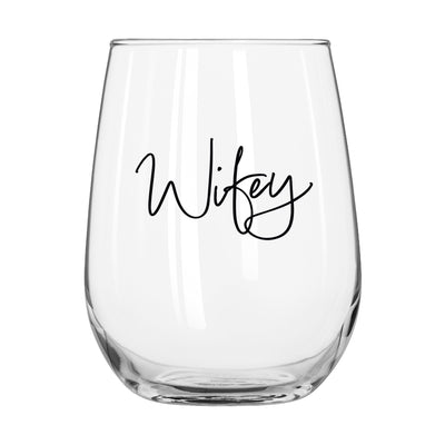 Wedding Collection Wifey 16oz Glass Curved Beverage