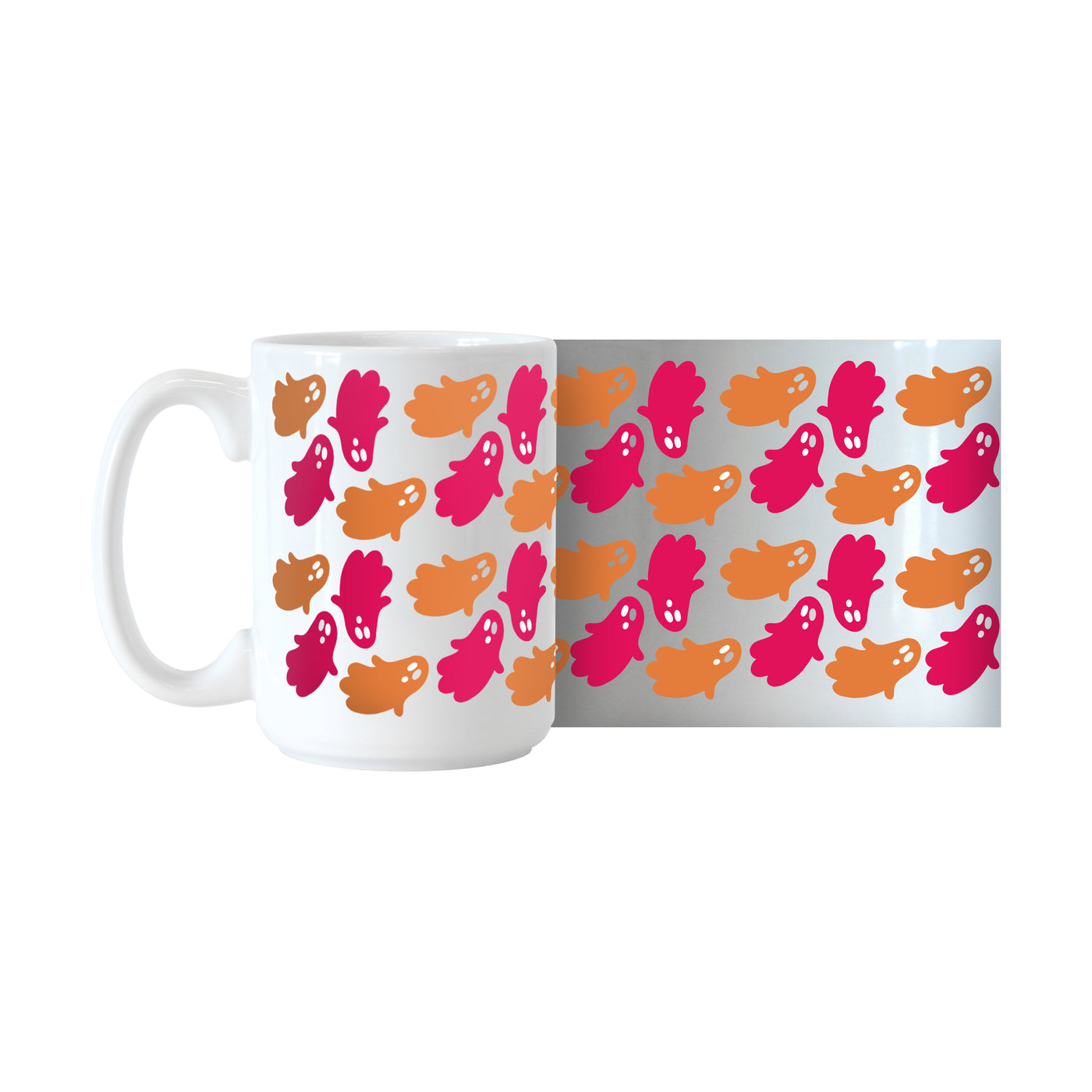 Halloween 15oz Orange and Pink Ghosts Sublimated Mug