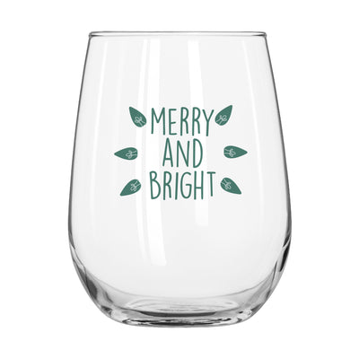 Christmas Merry and Bright 16oz Glass Curved Beverage