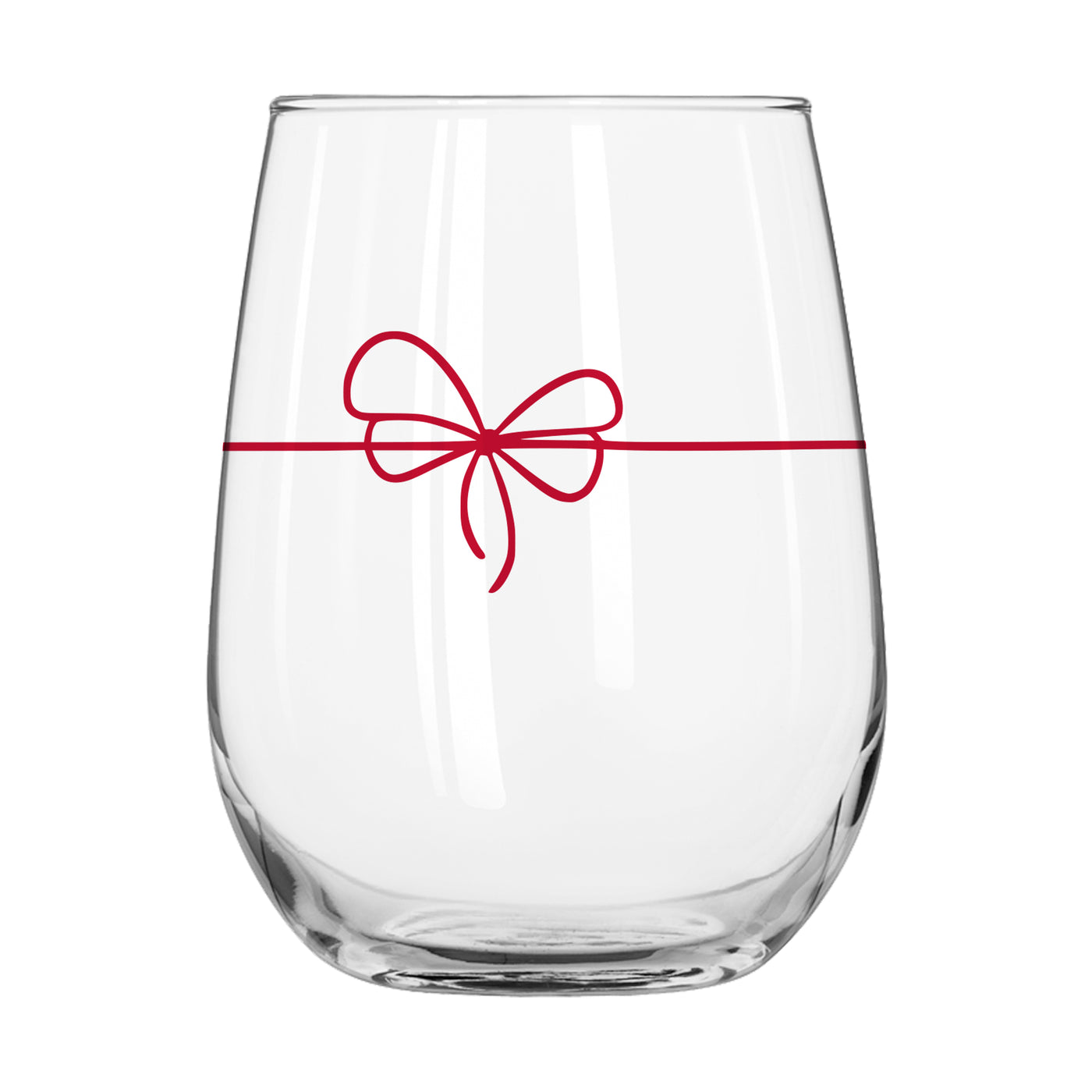 Christmas Ribbon 16oz Glass Curved Beverage
