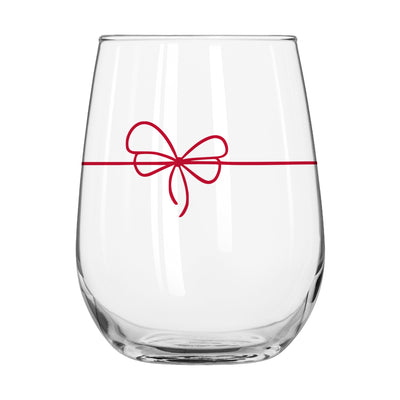 Christmas Ribbon 16oz Glass Curved Beverage