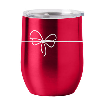 Christmas Ribbon 16oz Stainless Curved Beverage