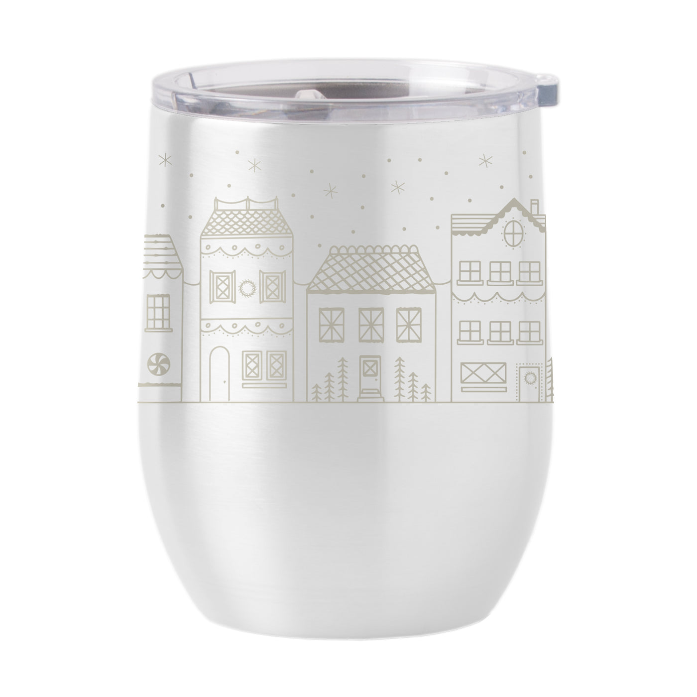 Christmas Village 16oz Stainless Curved Beverage