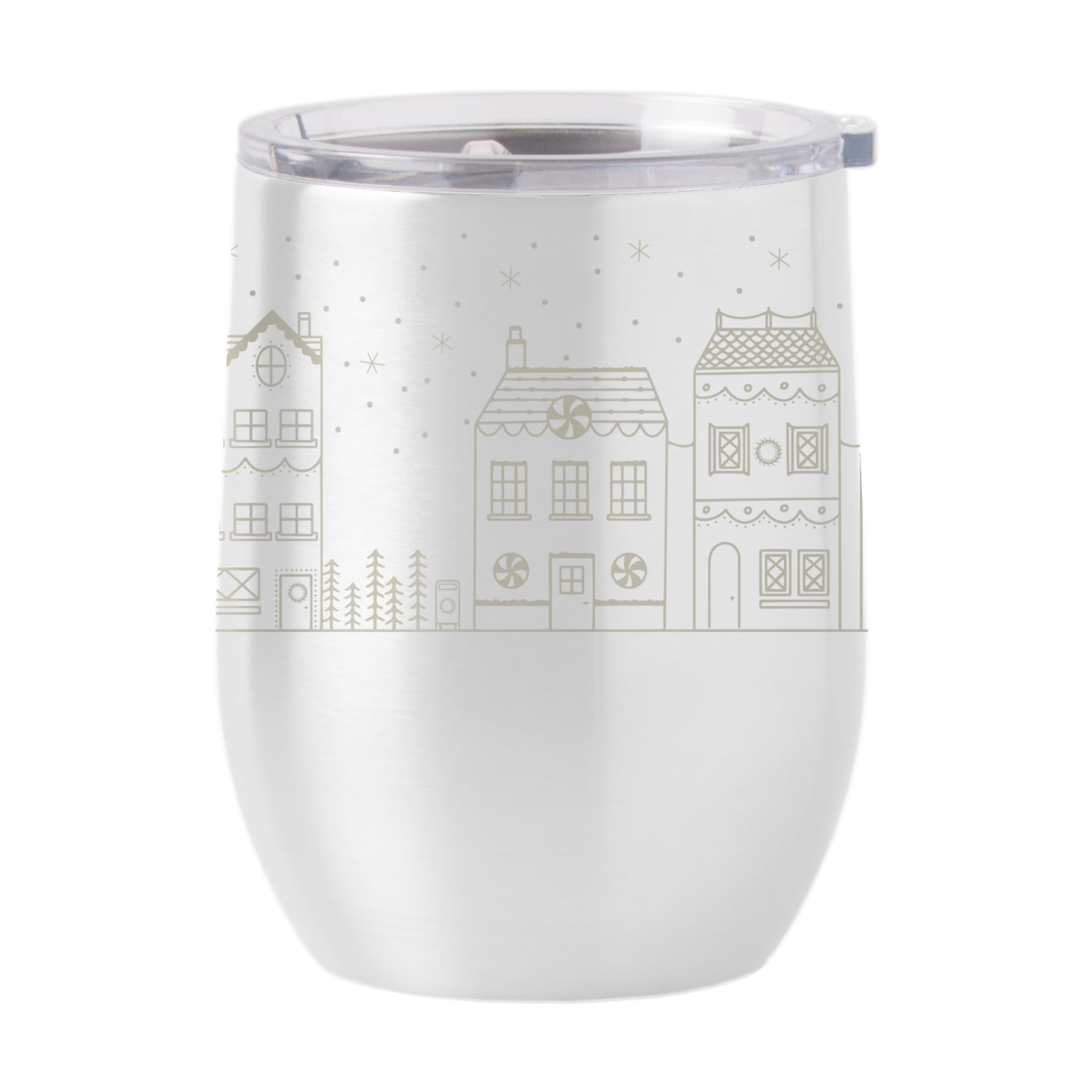 Christmas Village 16oz Stainless Curved Beverage
