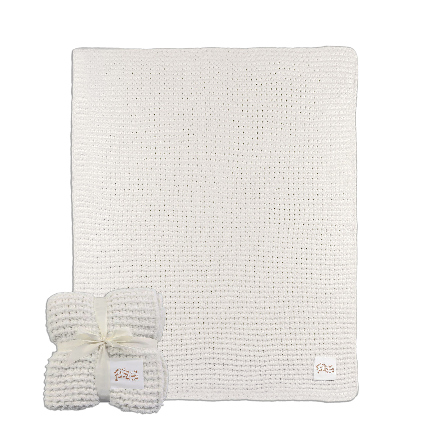 Just a Girl Good Vibes Only Cable Knit Throw 50x60