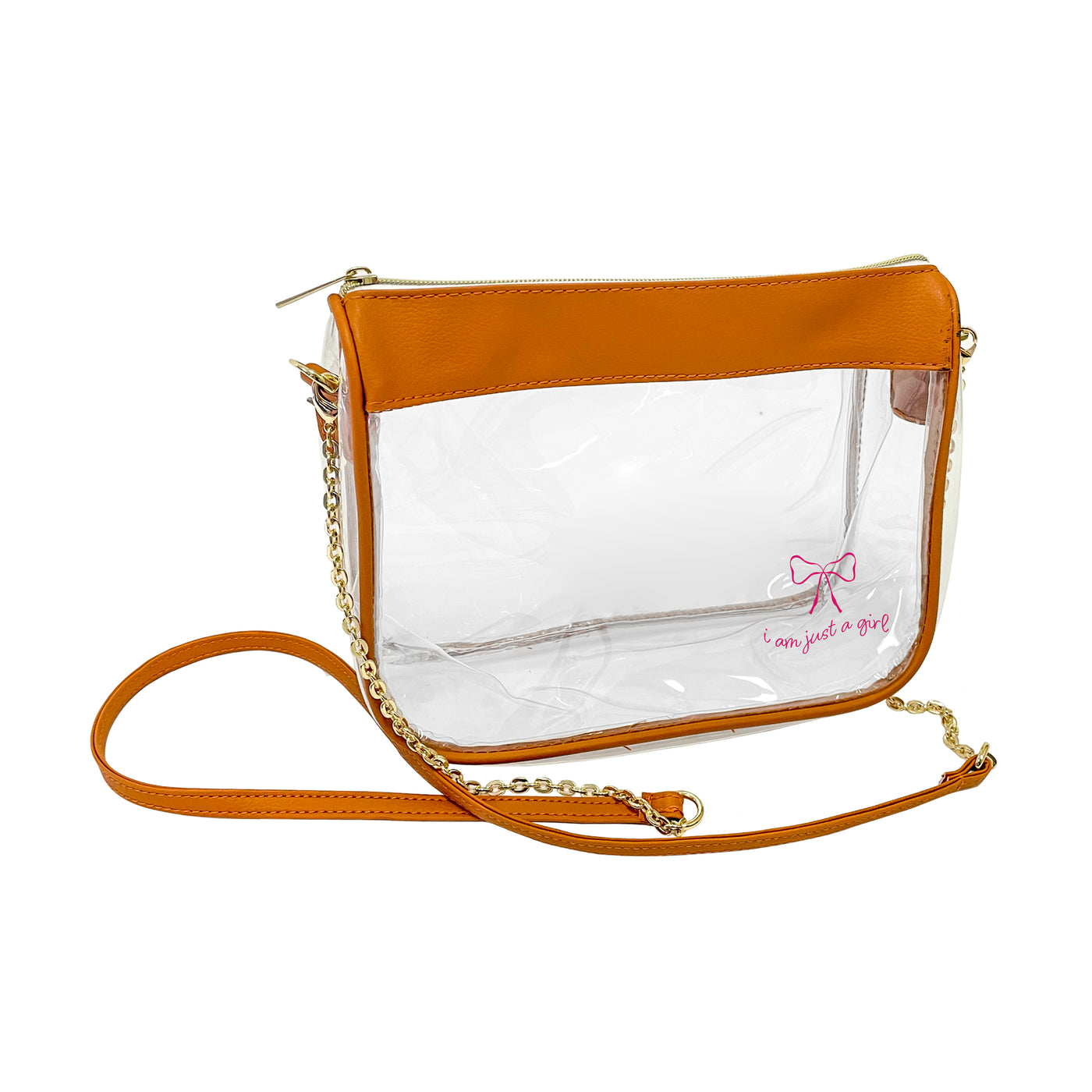 Just A Girl Hype Pink Bow Clear Bag