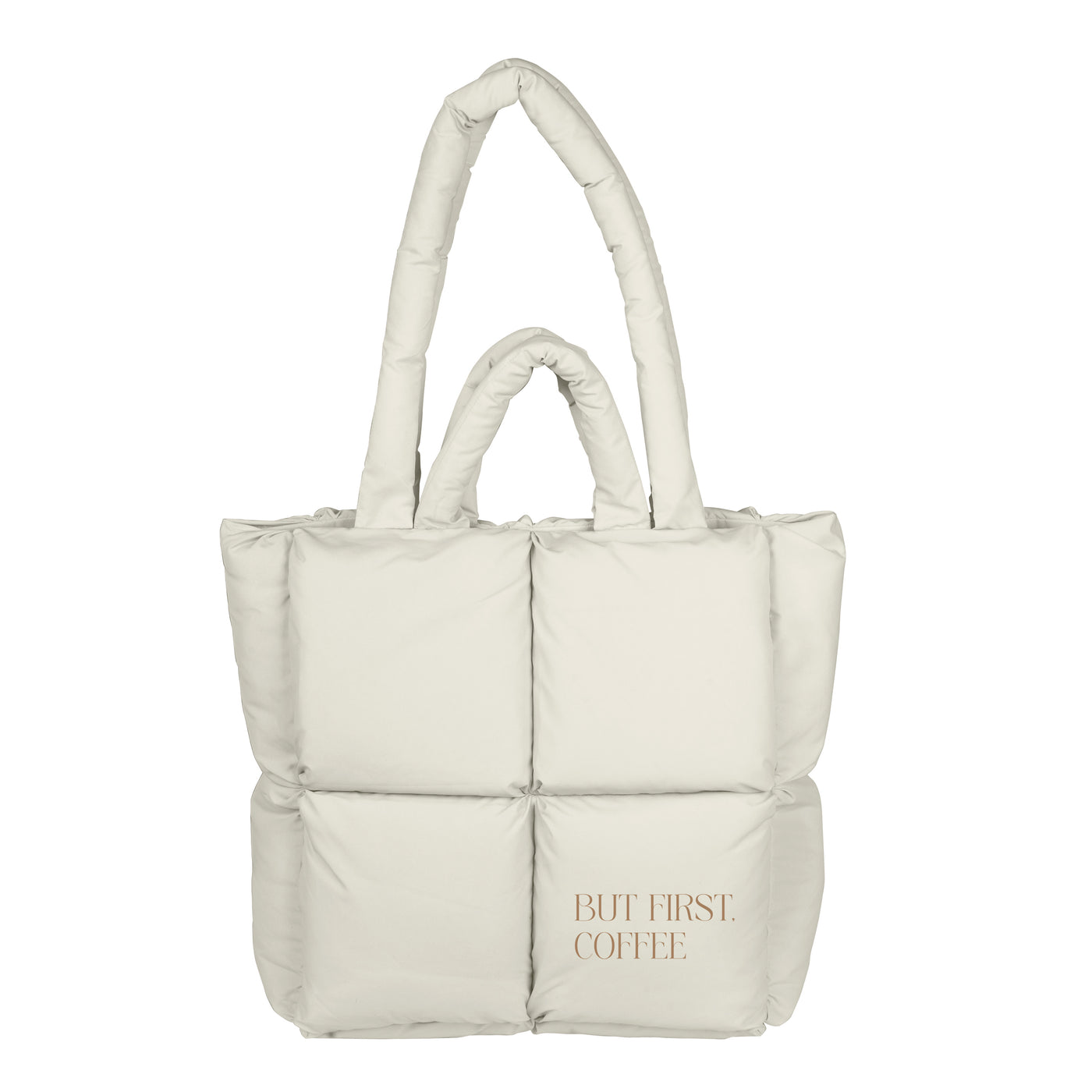Just a Girl But First Coffee Puff Tote