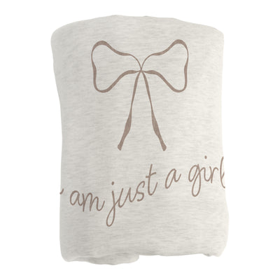 Just a Girl Neutral Bow Sublimated Sweatshirt Blanket