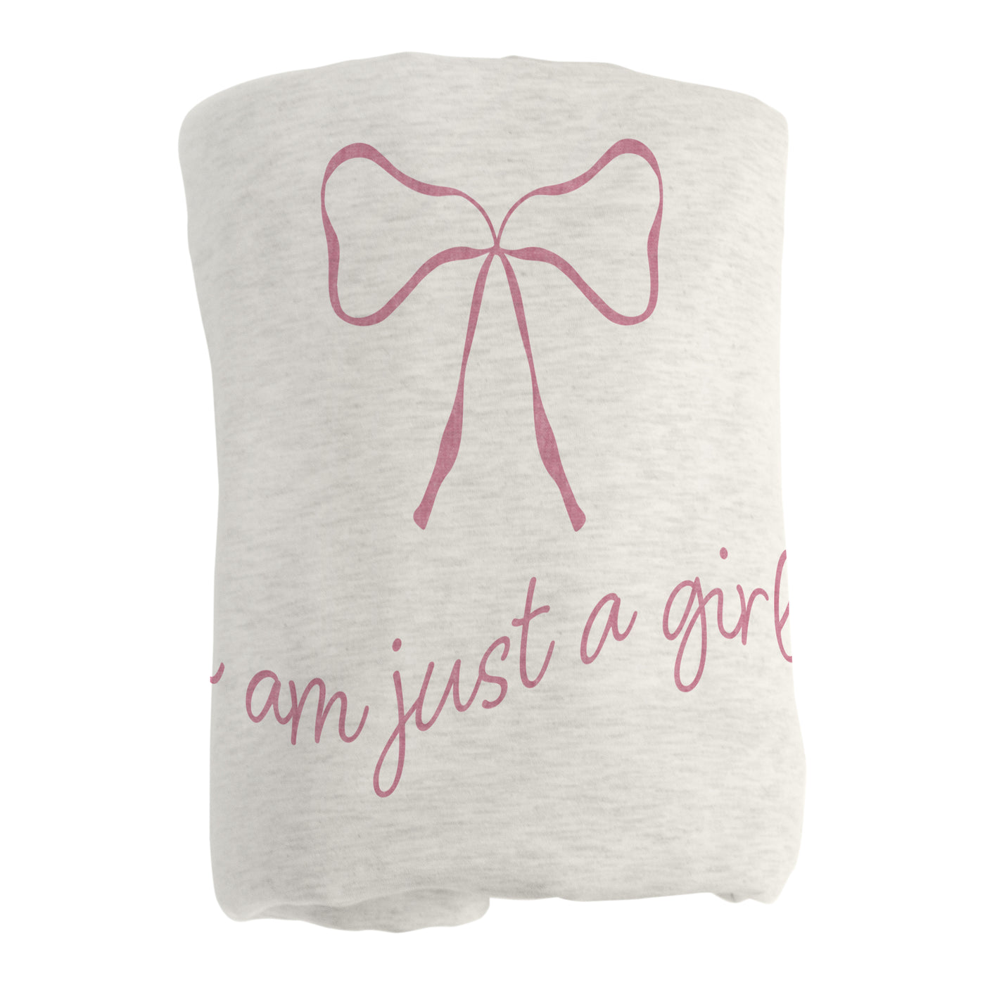 Just A Girl Sublimated Pink Bow Sweatshirt Blanket