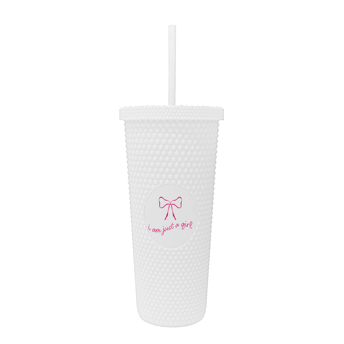 Just A Girl 24oz Pink Bow Studded Tumbler