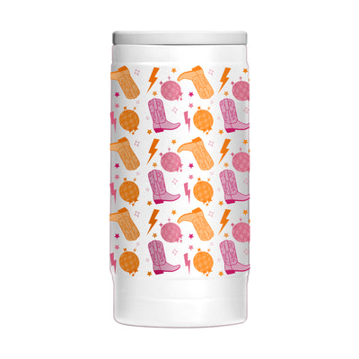 Just A Girl 12oz Disco Cowgirl Pattern Powdercoat SlimCan Coolie