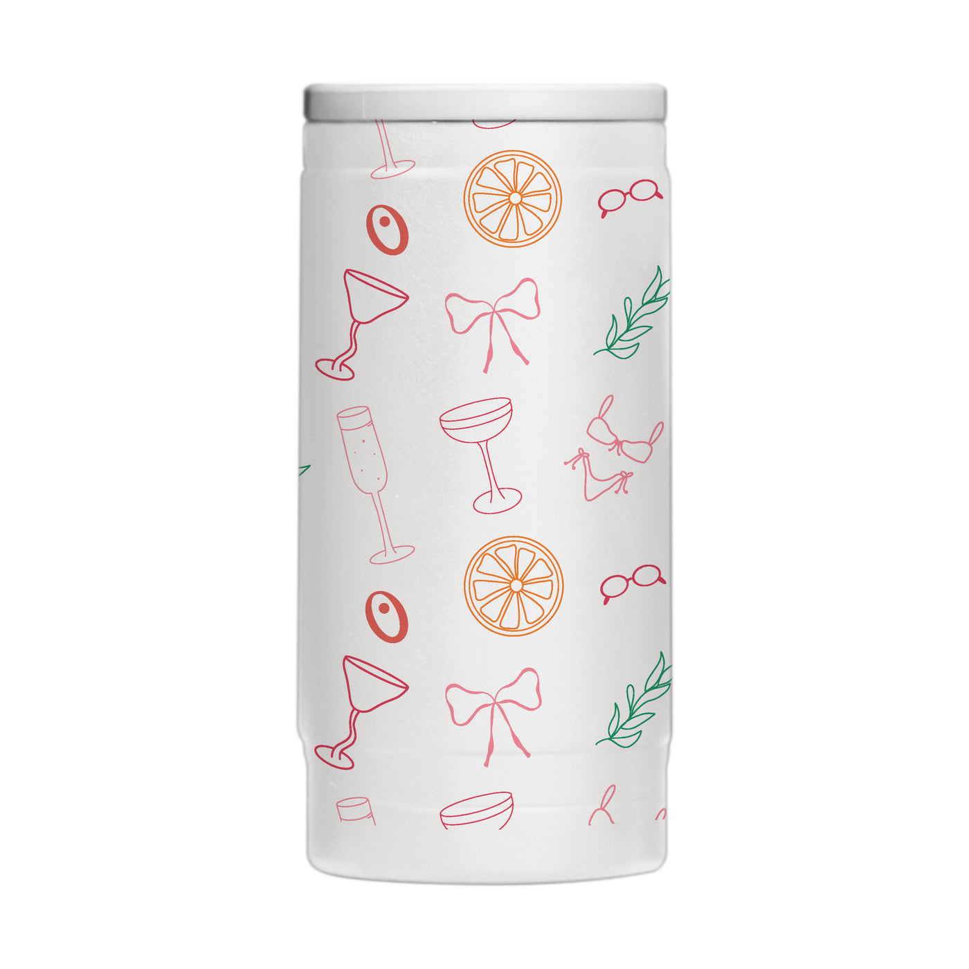 Just A Girl Summer Pattern 12oz Powdercoat SlimCan Coolie