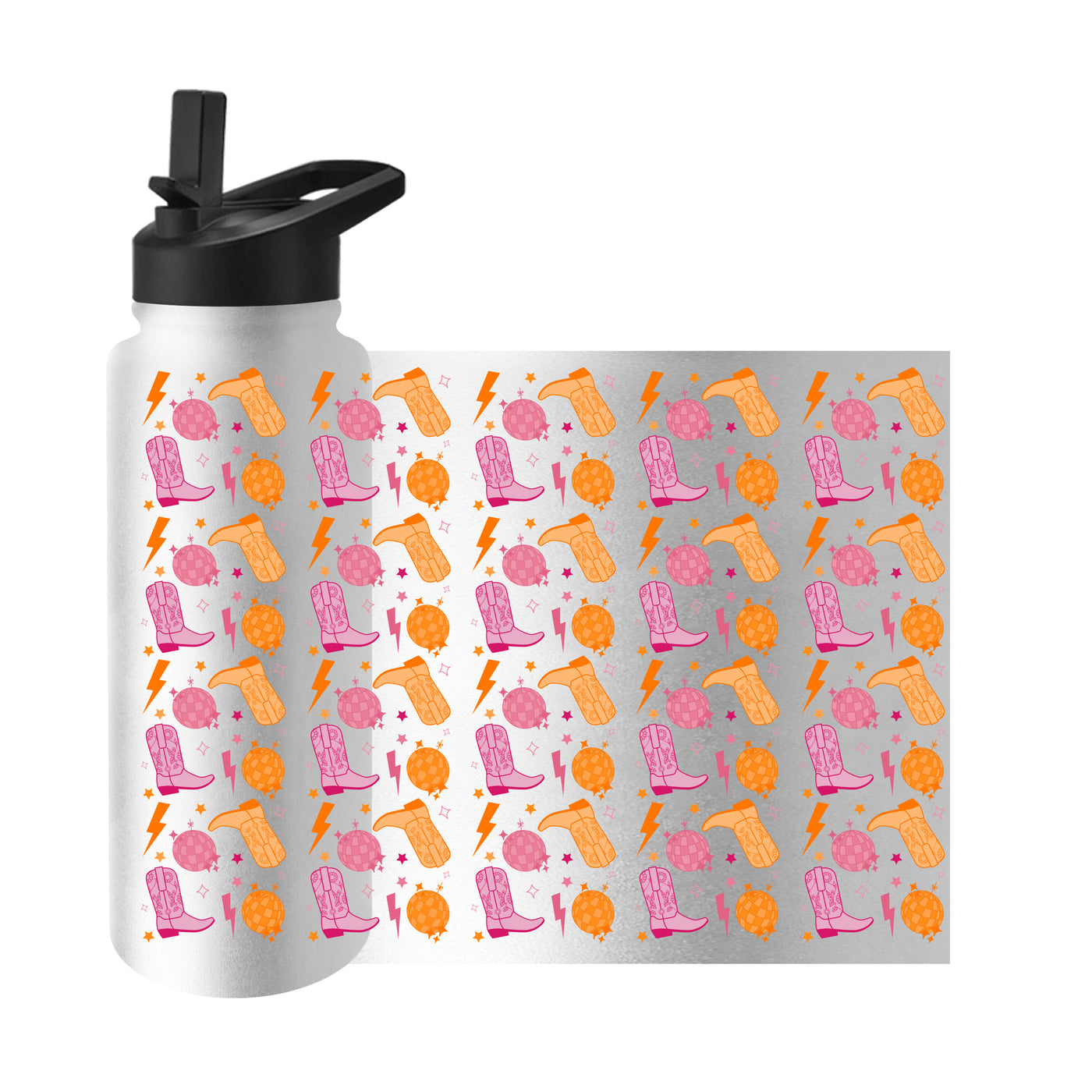 Just A Girl 34oz Disco Cowgirl Pattern Quencher Bottle