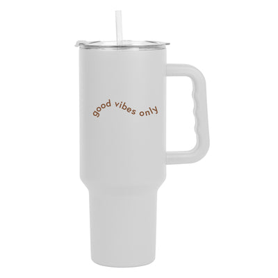 Just a Girl Good Vibes Only 40oz Powder Coat Tumbler
