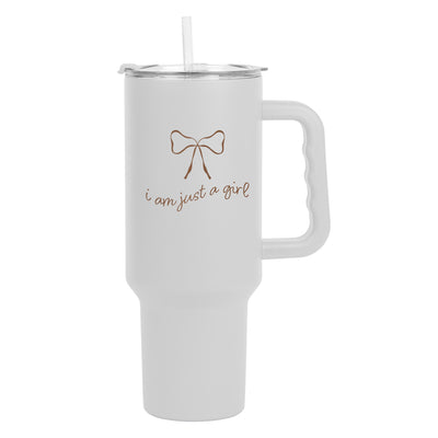 Just a Girl Neutral Bow 40oz Powder Coat Tumbler