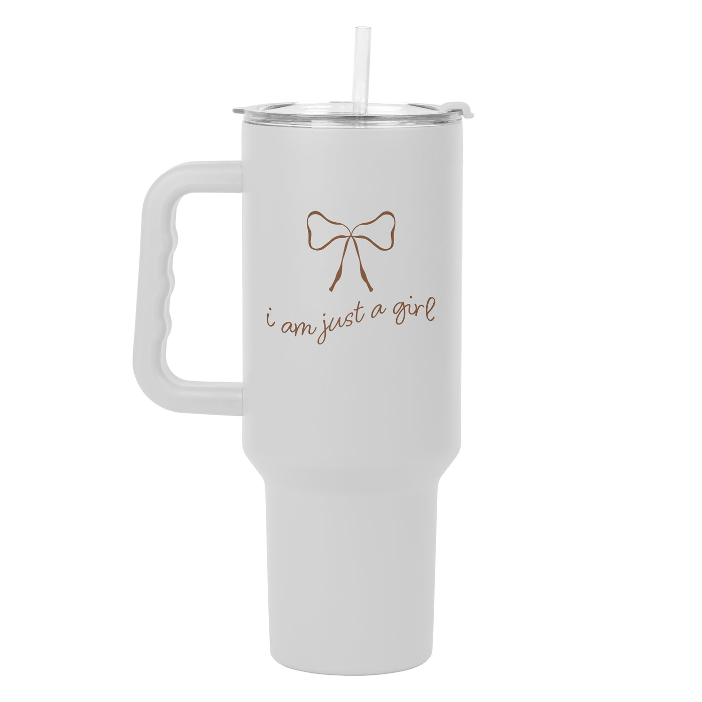 Just a Girl Neutral Bow 40oz Powder Coat Tumbler