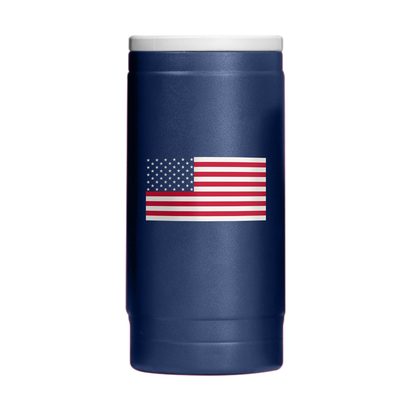 4th of July 12oz Navy American Flag Powdercoat SlimCan Coolie